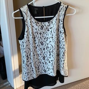 Women’s Alfani Lace Over Crepe Top